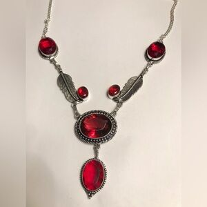 Garnet Stamped 925 Sterling Silver Necklace